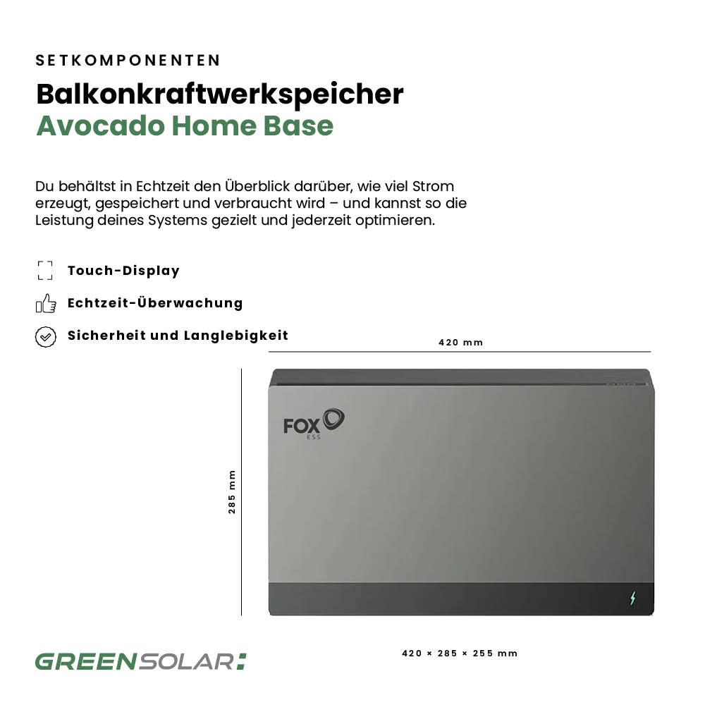 Kaminholzregal mit Balkonkraftwerk 450 Wp und Batteriespeicher Avocado Home Base 2 inkl. Plane – Bild 6