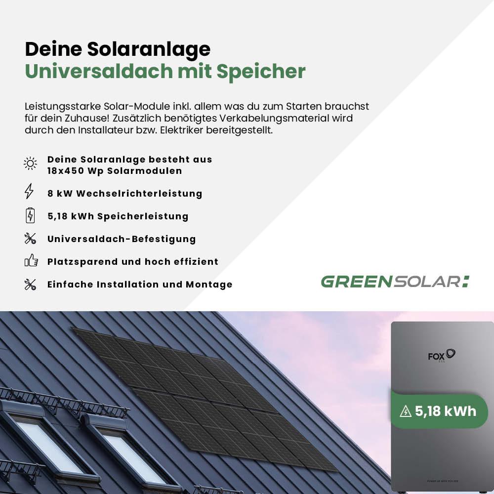 Solaranlage Universaldach 8kWp mit Speicher 5,18 kWh – Bild 2