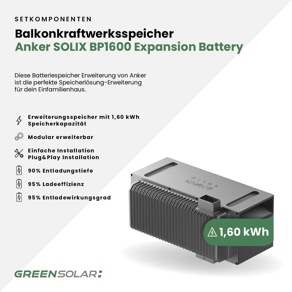 Balkonkraftwerk Basic 900/800 bifazial mit Balkonkraftwerkspeicher 1,6kWh "Solarbank 2 E1600 AC" – Bild 7