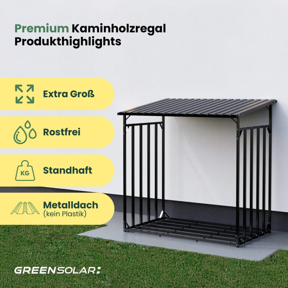 Kaminholzregal mit Balkonkraftwerk 900/800 black und Balkonkraftwerk-Speicher Anker Solarbank 3 E2700 inkl. Plane – Bild 4