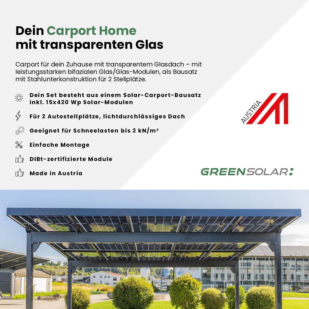 Carport 2 Stellplätze Glas/Glas - 2kn - 6,3kWp – Bild 2
