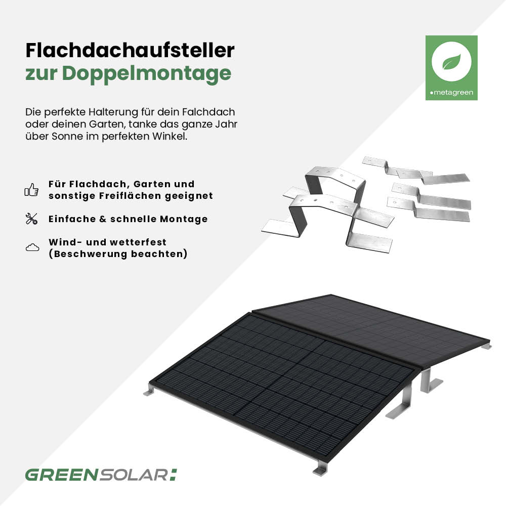Flachdachaufsteller für 2 Module zur Doppelmontage