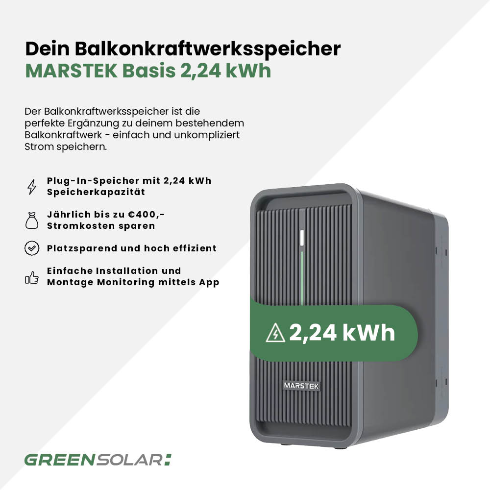 Balkonkraftwerkspeicher Marstek Basis 2,24 kWh Grau 2x800Wp – Bild 2