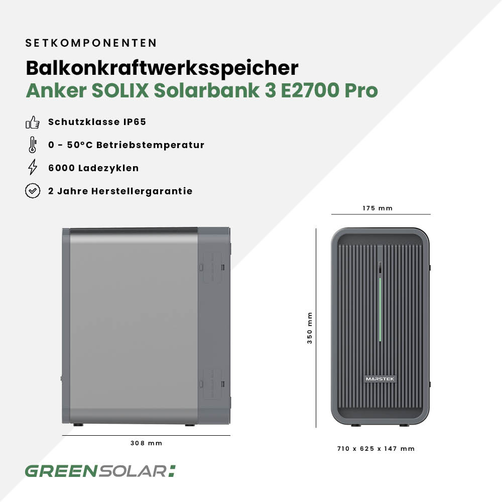 Balkonkraftwerk Basic 900/800 black bifazial mit Balkonkraftwerkspeicher 3. Generation Basis 2,24 kWh – Bild 7