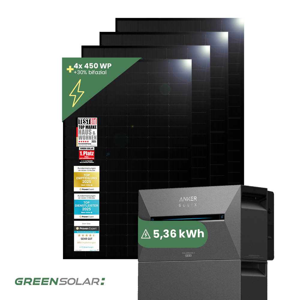 Balkonkraftwerk Basic 1800/800 - Anker SOLIX Solarbank 5,4 kWh Balkonkraftwerk-Speicher