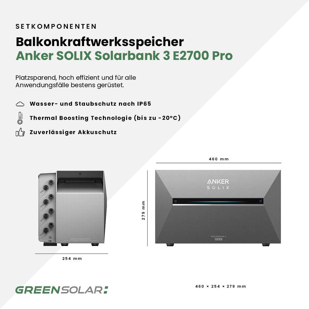 Balkonkraftwerk Basic 900/800 bifazial mit Balkonkraftwerkspeicher 2,7kWh "Anker SOLIX Solarbank 3 E-2700 Pro" – Bild 11