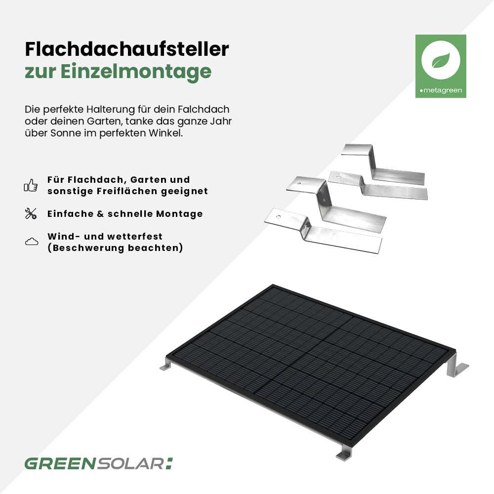 Flachdachaufsteller für 1 Modul zur Einzelmontage inkl. Klemmen 30mm – Bild 2