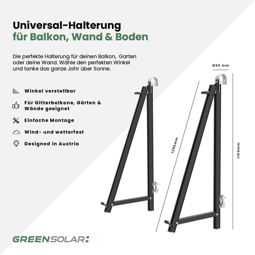 Universalbefestigung Boden/Wand/Balkon für 1 Modul – Bild 2