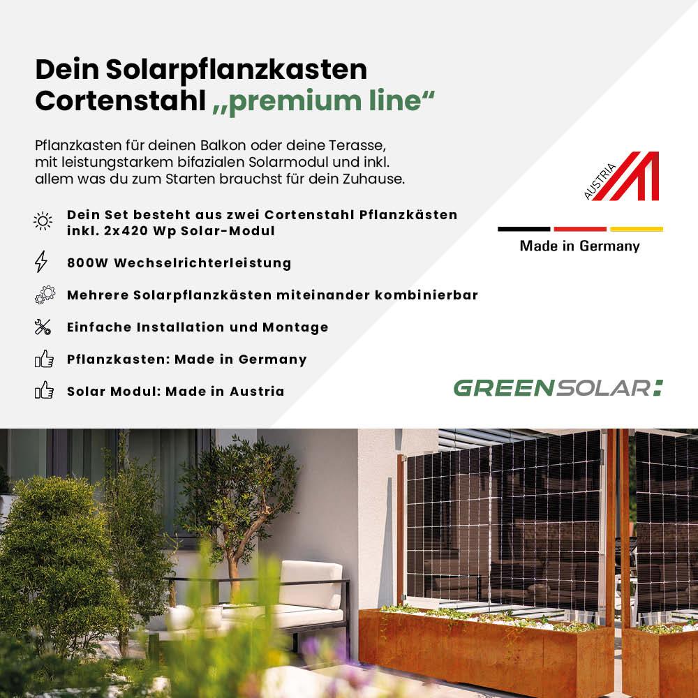 Solarpflanzkasten 840/800 Cortenstahl – Bild 2