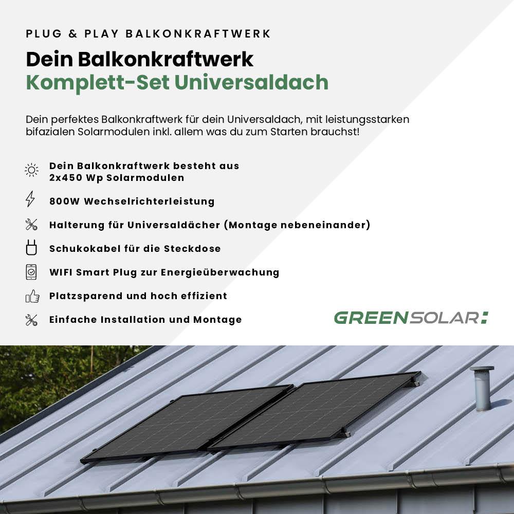 Balkonkraftwerk Universaldach M - Komplett-Set (900W) – Bild 2