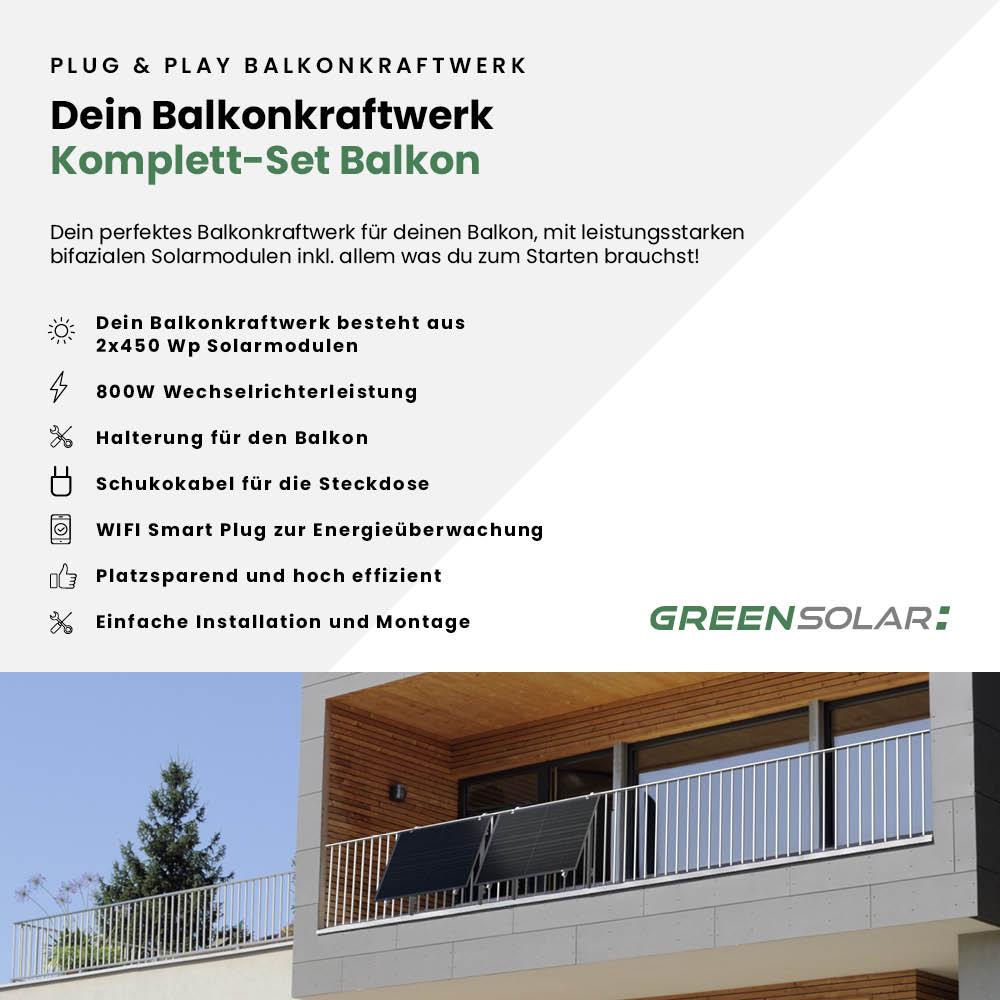 Balkonkraftwerk Balkon M - Komplett-Set (900W) inkl. Wifi Plug – Bild 2