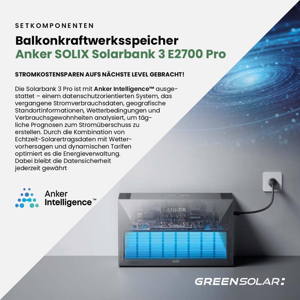 Balkonkraftwerk Basic 3600/800 black bifazial mit Balkonkraftwerkspeicher 2,7kWh "Anker SOLIX Solarbank 3 E-2700 Pro" – Bild 8