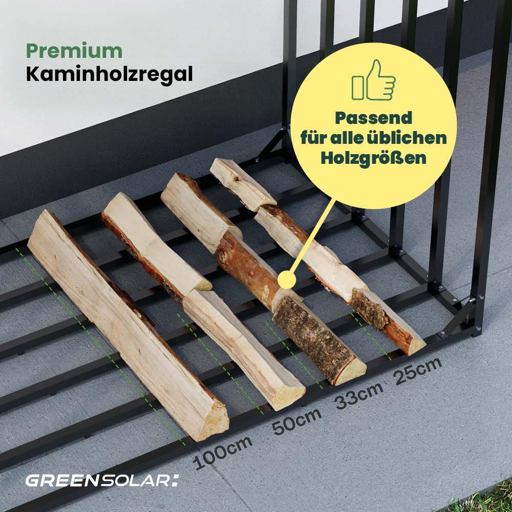 Kaminholzregal mit Balkonkraftwerk 450 Wp inkl. Plane – Bild 5