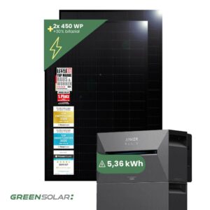 Balkonkraftwerk Basic 900/800 - Anker SOLIX Solarbank 5,4 kWh Balkonkraftwerk-Speicher