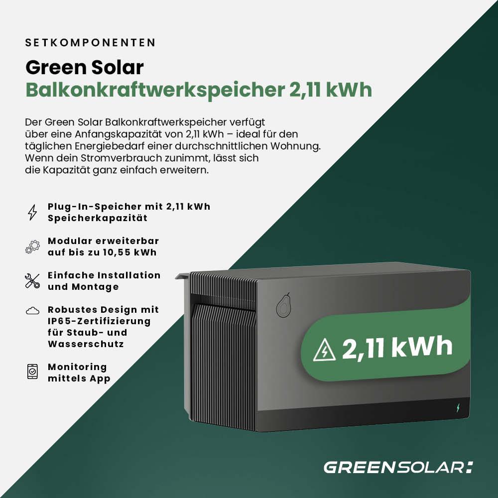 Balkonkraftwerk Basic 1000/800 black bifazial mit Balkonkraftwerkspeicher 2,11 kWh – Bild 6