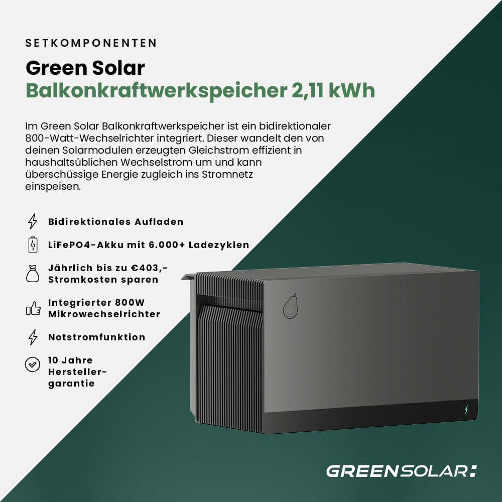 Balkonkraftwerk Basic 1000/800 black bifazial mit Balkonkraftwerkspeicher 2,11 kWh – Bild 7