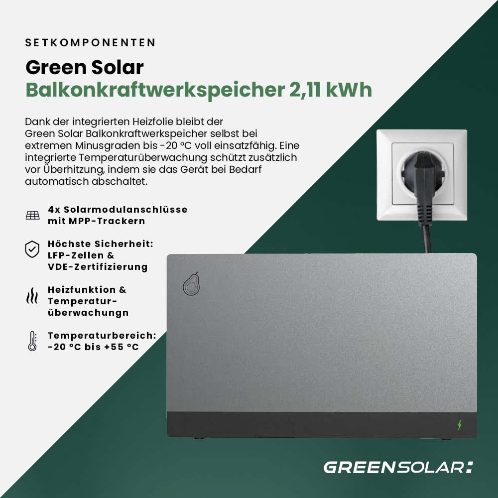 Balkonkraftwerk Basic 1000/800 black bifazial mit Balkonkraftwerkspeicher 2,11 kWh – Bild 8