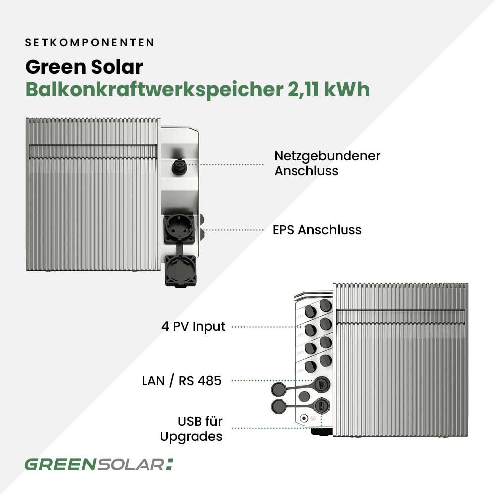 Balkonkraftwerk Basic 1000/800 black bifazial mit Balkonkraftwerkspeicher 2,11 kWh – Bild 9