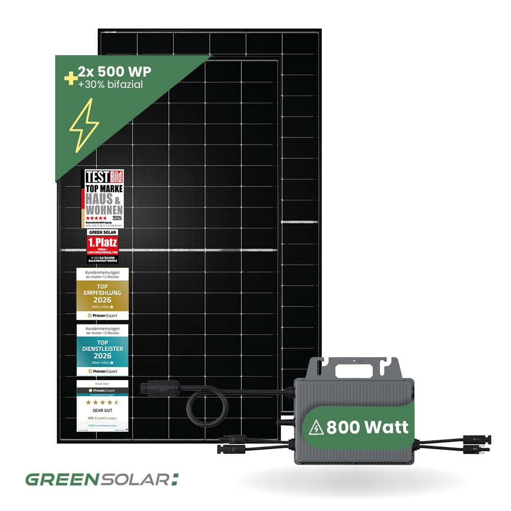 Balkonkraftwerk Basic 1000/800 black bifazial