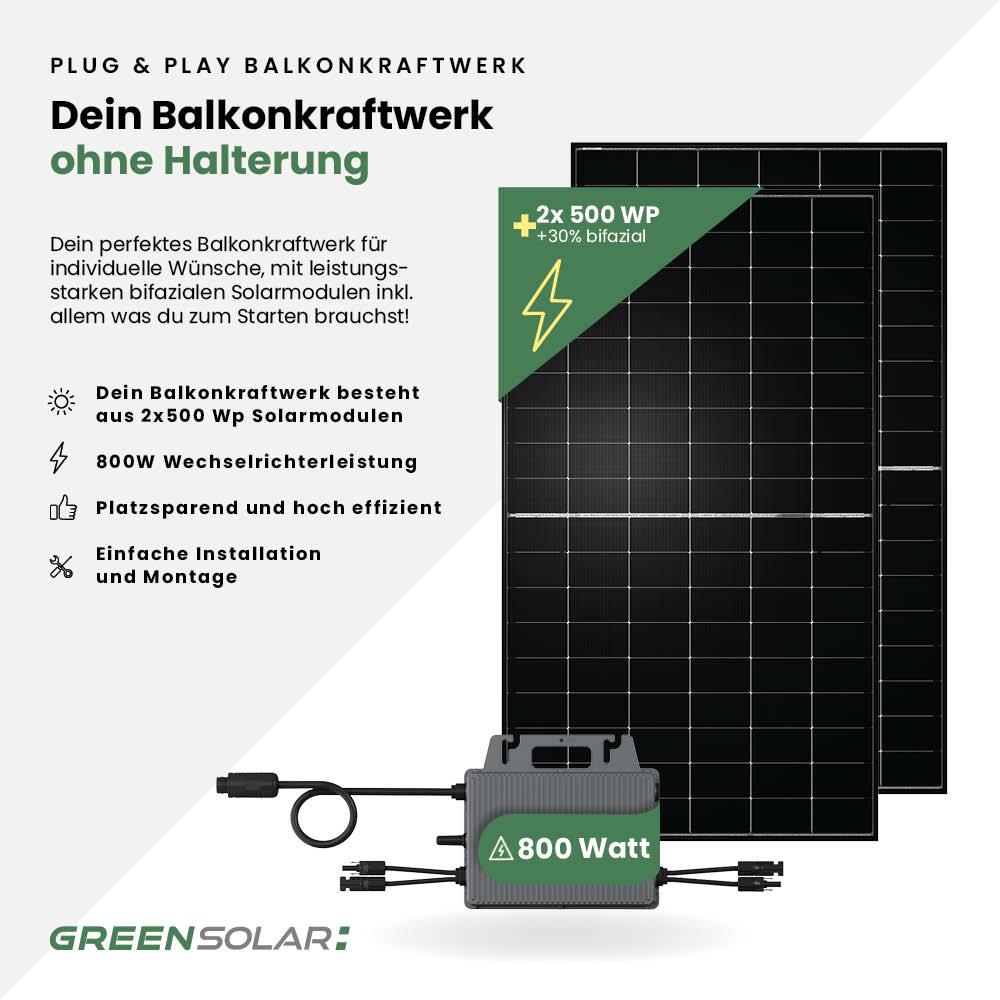 Balkonkraftwerk Basic 1000/800 black bifazial – Bild 2