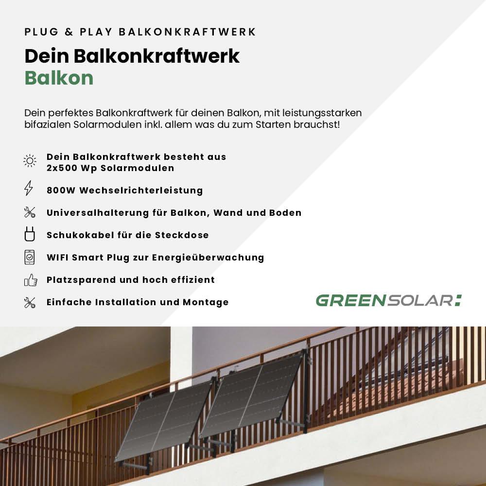 Balkonkraftwerk Balkon M - Komplett-Set (1000W) inkl. Wifi Plug – Bild 2