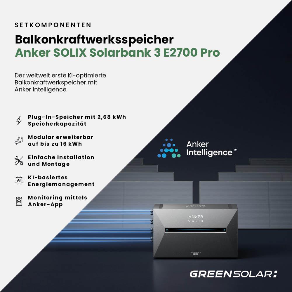 Balkonkraftwerk Basic 900/800 bifazial mit Balkonkraftwerkspeicher 2,7kWh "Anker SOLIX Solarbank 3 E-2700 Pro" – Bild 6