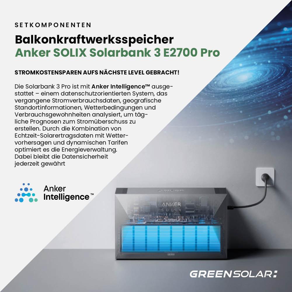 Balkonkraftwerk Basic 900/800 bifazial mit Balkonkraftwerkspeicher 2,7kWh "Anker SOLIX Solarbank 3 E-2700 Pro" – Bild 8