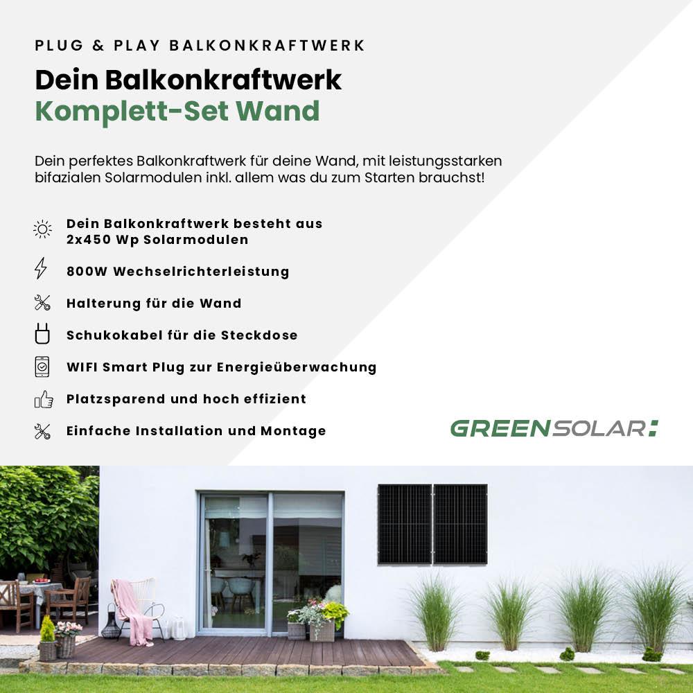 Balkonkraftwerk Wand M - Komplett-Set (900W) inkl. Wifi Plug – Bild 2