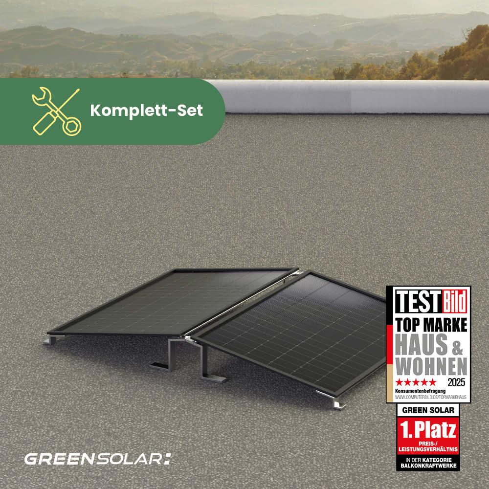 Balkonkraftwerk Flachdach M - Komplett-Set (900W) inkl. Wifi Plug