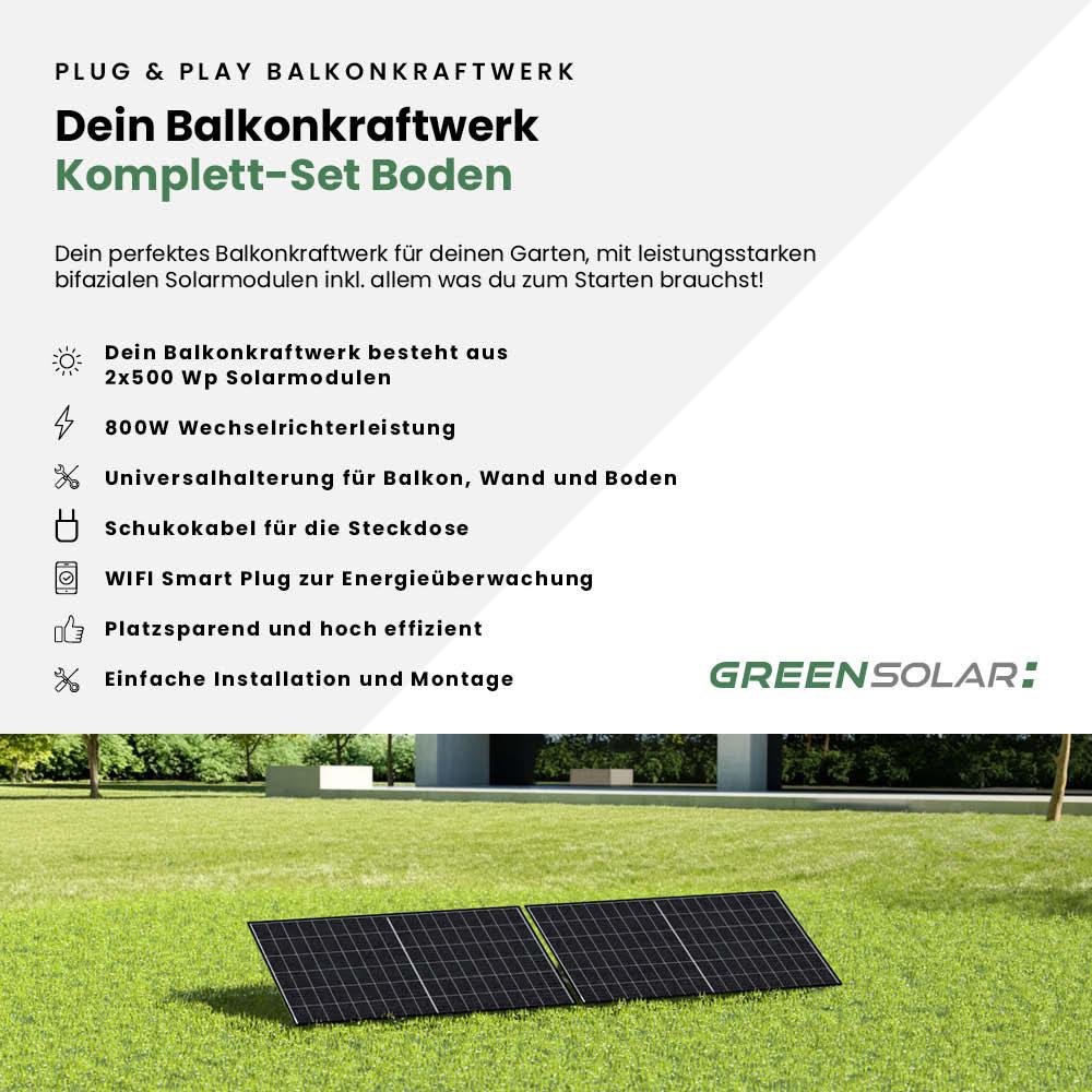 Balkonkraftwerk Boden M - Komplett-Set (1000W) inkl. Wifi Plug – Bild 2