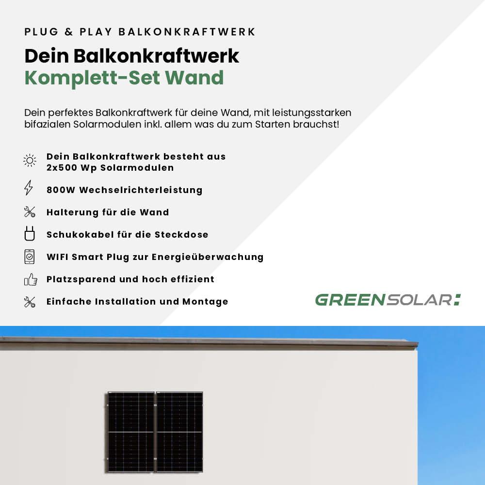 Balkonkraftwerk Wand M - Komplett-Set (1000W) inkl. Wifi Plug – Bild 2