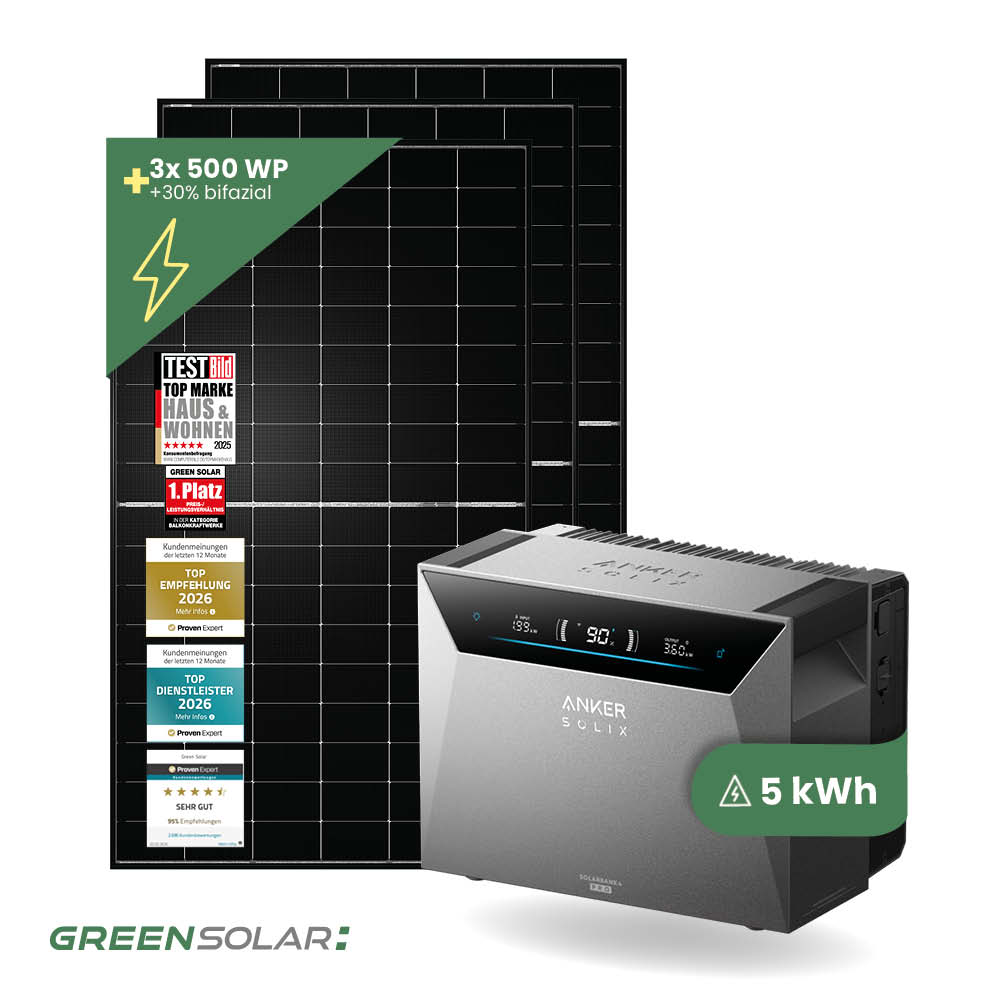 Balkonkraftwerk Basic L 1500 Watt mit Balkonkraftwerkspeicher Anker 4