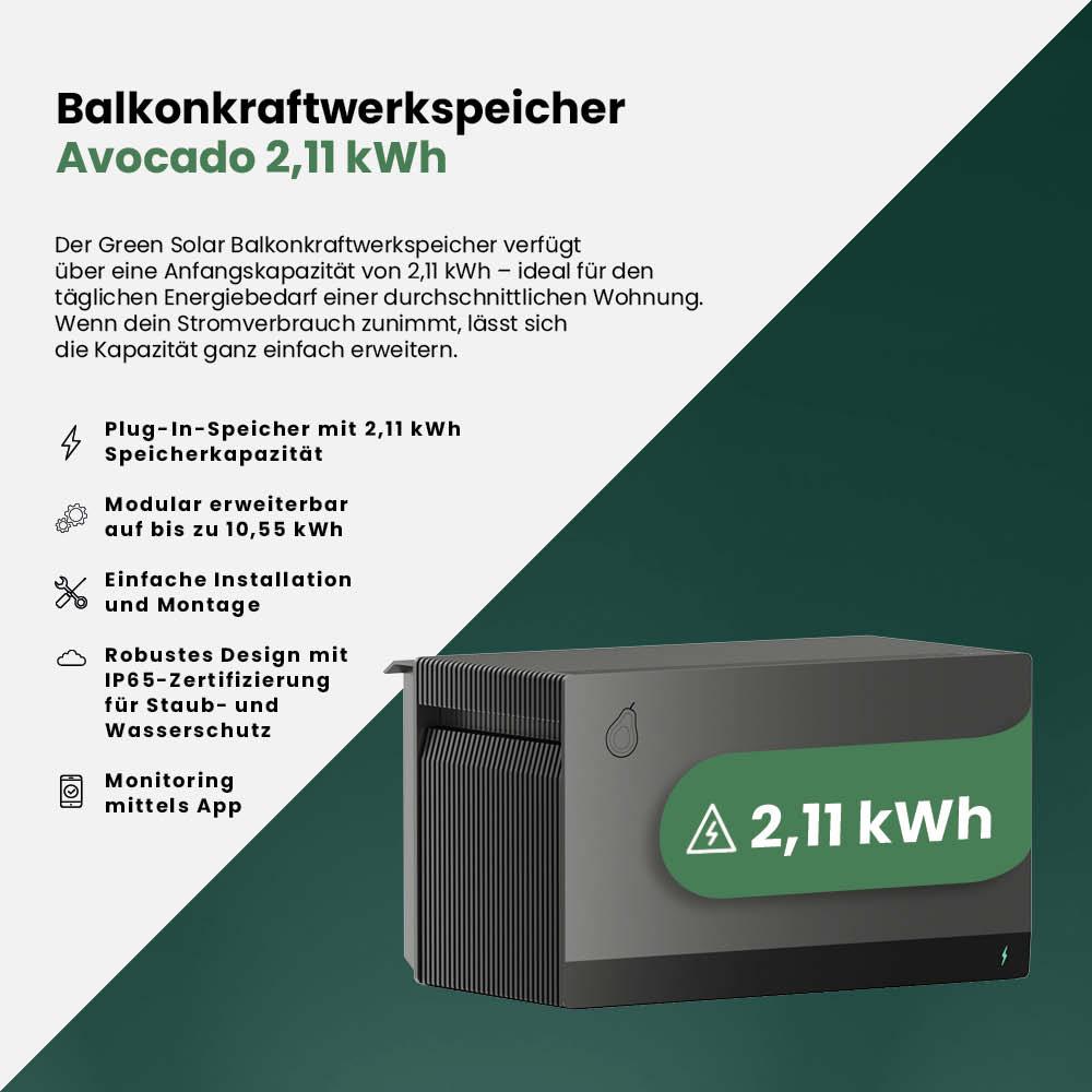 Balkonkraftwerk Flex 800Wp mit Speicher 2,11 kWh Fox ESS Avocado Orbit – Bild 7
