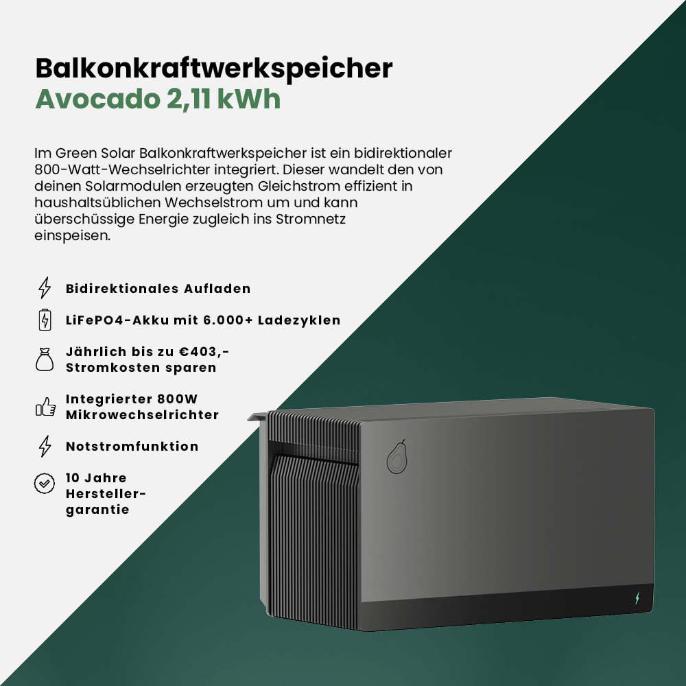 Balkonkraftwerk Flex 800Wp mit Speicher 2,11 kWh Fox ESS Avocado Orbit – Bild 8