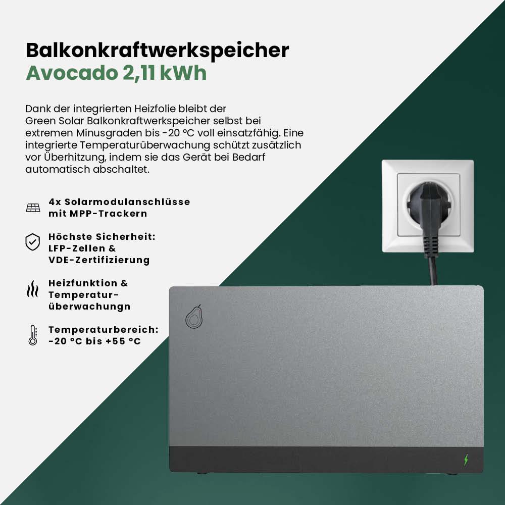 Balkonkraftwerk Flex 800Wp mit Speicher 2,11 kWh Fox ESS Avocado Orbit – Bild 9