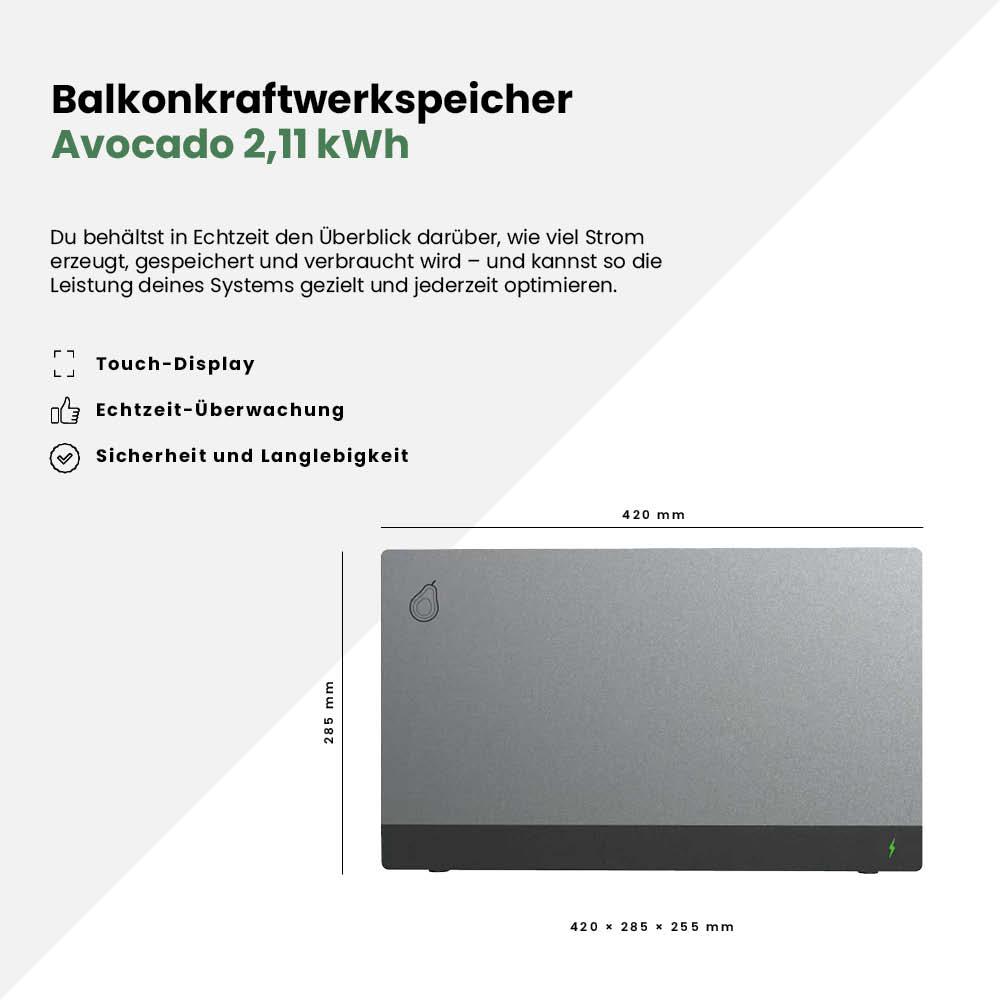 Balkonkraftwerk Flex 800Wp mit Speicher 2,11 kWh Fox ESS Avocado Orbit – Bild 11