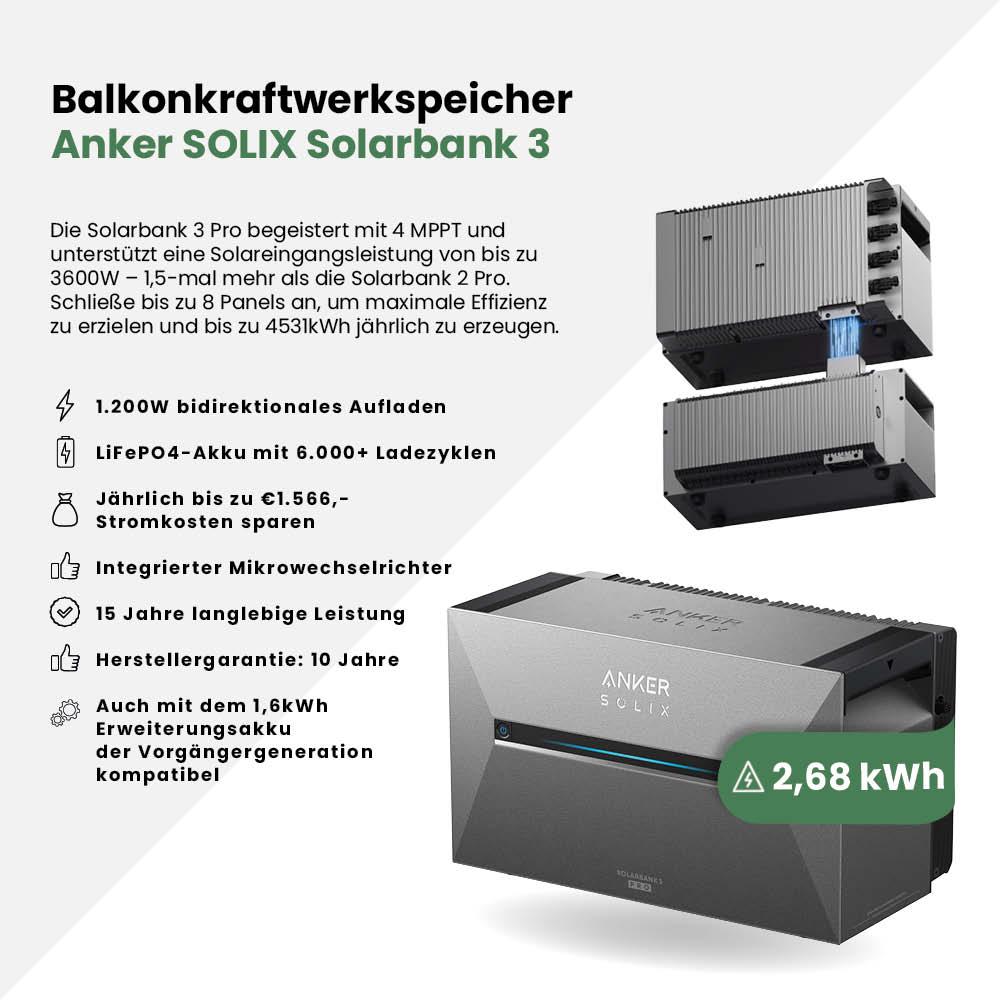 Balkonkraftwerk 900Wp mit Anker SOLIX Solarbank 3 E2700 Pro – Bild 6