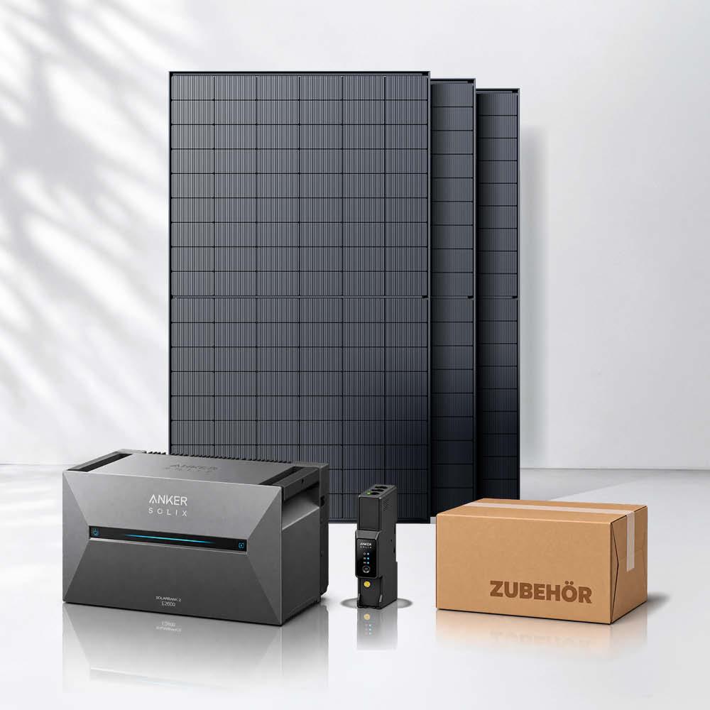Balkonkraftwerk 1500 Wp mit Speicher 2,7 kWh Anker Solix Solarbank 3